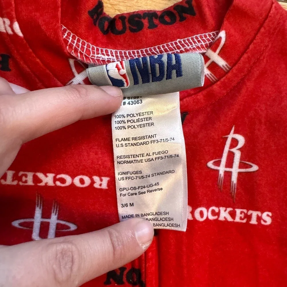 NBA Houston Rockets Infant Footed Sleeper Pajamas Red Fleece‎ 3-6 Months NWT